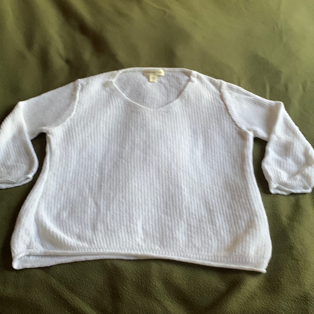 Coldwater Creek pull-over sweater.  White, sheer, 3/4 length sleeves